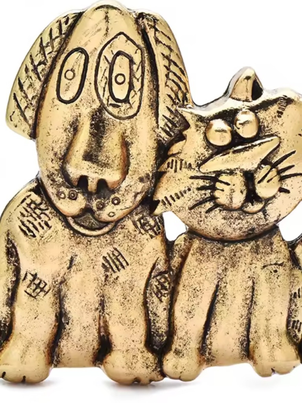 Vintage Gold Dog & Cat Whimsical Brooch - Picture 8 of 8